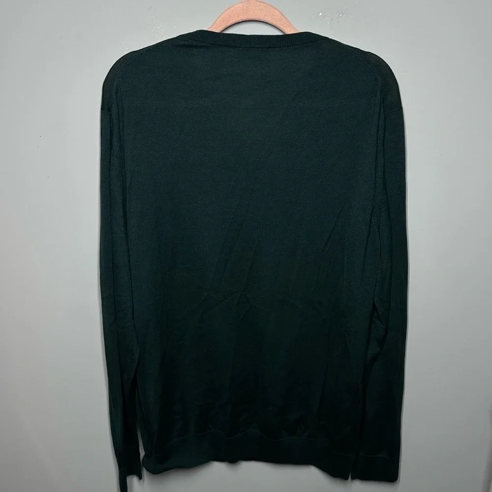 Jack Victor Long Sleeve V Neck Wool Cashmere Silk Sweater Dark Green - Picture 5 of 5
